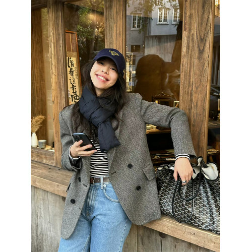 毛呢西裝外套女氣質2025秋冬季新款韓版休閒時尚加厚呢子大衣短款 毛呢西裝外套女氣質2025秋冬季新款韓版休閒時尚加厚呢子大衣短款