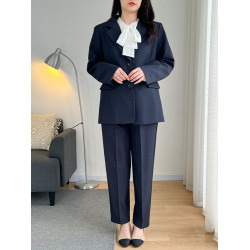 300斤特大碼職業灰色西裝套裝女士200胖mm春秋OL藏藍色面試工作服