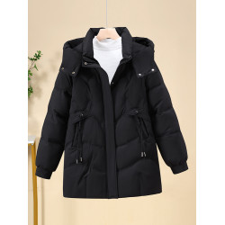 羽絨棉服女中長款2025年新款冬季加厚小個子棉襖寬松洋氣棉衣外套