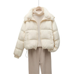 2025冬季韓版羽絨服女短款連帽小個子棉衣棉襖時尚寬松加厚麵包服