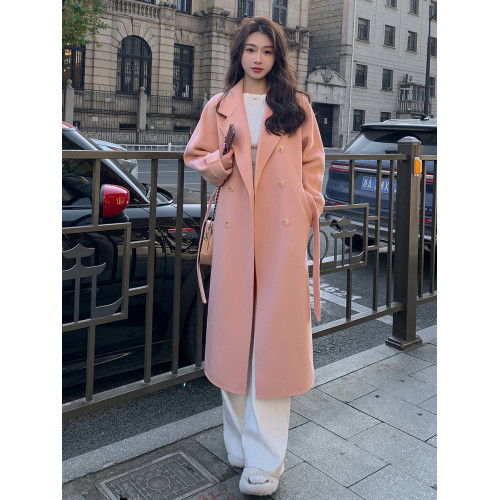 藍色雙面絨呢大衣2024秋冬季新款韓版寬松中長款系帶毛呢外套女 藍色雙面絨呢大衣2024秋冬季新款韓版寬松中長款系帶毛呢外套女