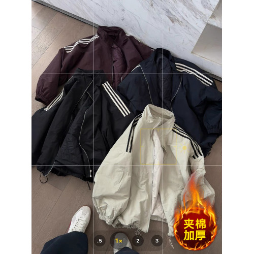 歐貨慵懶風條紋拼接撞色棉服外套女新款立領時尚加厚保暖休閒棉衣 歐貨慵懶風條紋拼接撞色棉服外套女新款立領時尚加厚保暖休閒棉衣