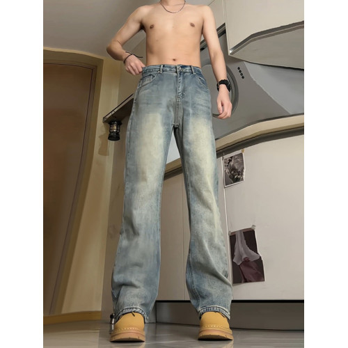 復古藍彎刀牛仔褲男款秋季古著vintage褲子美式高街不貼腿微喇褲 復古藍彎刀牛仔褲男款秋季古著vintage褲子美式高街不貼腿微喇褲