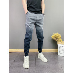 春秋季潮牌韓版漸變高級百搭修身顯瘦男士水洗休閒小腳痞帥牛仔褲