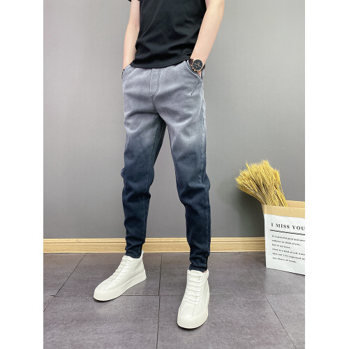 春秋季潮牌韓版漸變高級百搭修身顯瘦男士水洗休閒小腳痞帥牛仔褲 春秋季潮牌韓版漸變高級百搭修身顯瘦男士水洗休閒小腳痞帥牛仔褲