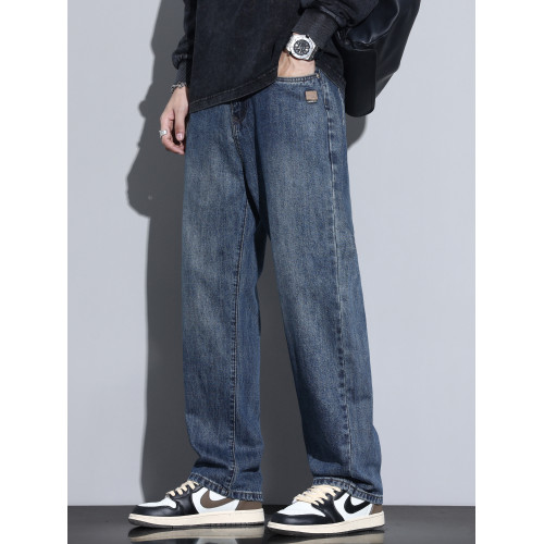 Kuvine秋冬款寬松濶腿加絨牛仔褲男款美式高街復古直筒休閒長褲子 Kuvine秋冬款寬松濶腿加絨牛仔褲男款美式高街復古直筒休閒長褲子