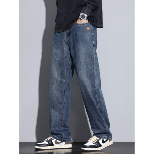 Kuvine秋冬款寬松濶腿加絨牛仔褲男款美式高街復古直筒休閒長褲子 Kuvine秋冬款寬松濶腿加絨牛仔褲男款美式高街復古直筒休閒長褲子