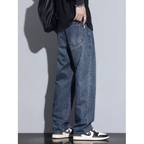 Kuvine秋冬款寬松濶腿加絨牛仔褲男款美式高街復古直筒休閒長褲子 Kuvine秋冬款寬松濶腿加絨牛仔褲男款美式高街復古直筒休閒長褲子