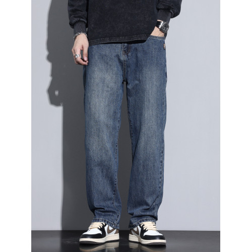 Kuvine秋冬款寬松濶腿加絨牛仔褲男款美式高街復古直筒休閒長褲子 Kuvine秋冬款寬松濶腿加絨牛仔褲男款美式高街復古直筒休閒長褲子