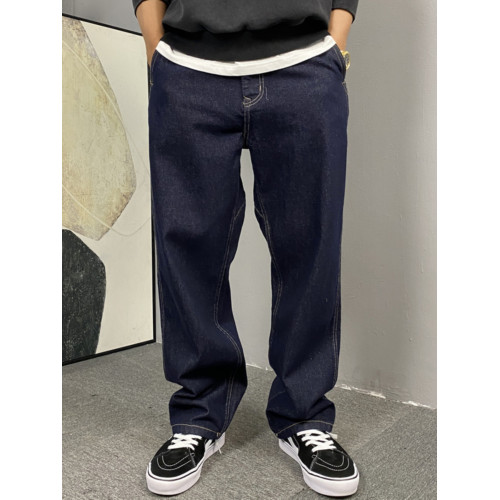 春秋季美式休閒痞帥復古懷舊淺藍色牛仔褲男直筒寬松百搭濶腿褲子 春秋季美式休閒痞帥復古懷舊淺藍色牛仔褲男直筒寬松百搭濶腿褲子