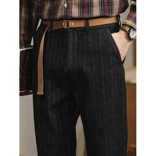 高級感休閒長褲男士寬松阿美哢嘰牛仔褲男款雅痞英倫復古條紋褲子 高級感休閒長褲男士寬松阿美哢嘰牛仔褲男款雅痞英倫復古條紋褲子