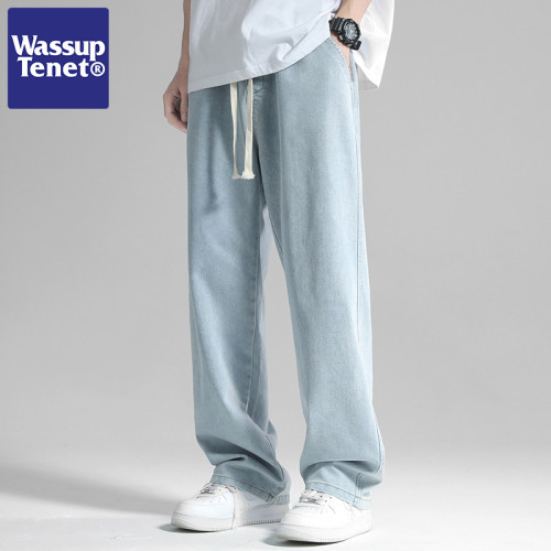 Wassup tenet藍色直筒牛仔褲男士春秋季新款潮流日系休閒濶腿褲子 Wassup tenet藍色直筒牛仔褲男士春秋季新款潮流日系休閒濶腿褲子