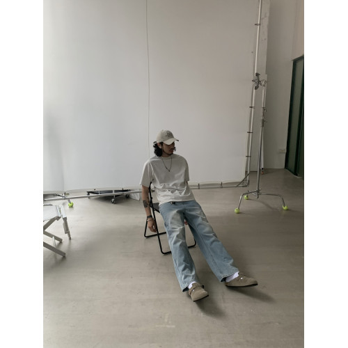 INKNOTS美式復古vintage水洗直筒淺藍色牛仔褲男女cleanfit褲子潮 INKNOTS美式復古vintage水洗直筒淺藍色牛仔褲男女cleanfit褲子潮