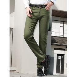 秋冬季彈力牛仔褲男直筒修身青年百搭休閒褲2025新款上班長褲軍綠