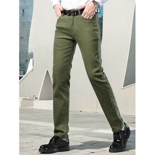 秋冬季彈力牛仔褲男直筒修身青年百搭休閒褲2025新款上班長褲軍綠 秋冬季彈力牛仔褲男直筒修身青年百搭休閒褲2025新款上班長褲軍綠