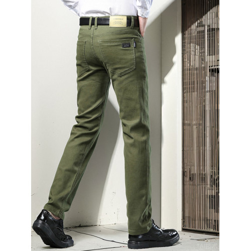 秋冬季彈力牛仔褲男直筒修身青年百搭休閒褲2025新款上班長褲軍綠 秋冬季彈力牛仔褲男直筒修身青年百搭休閒褲2025新款上班長褲軍綠