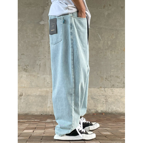 日系復古超寬松濶腿蘿蔔褲男基礎款洗水錐形牛仔褲大碼簡約休閒褲 日系復古超寬松濶腿蘿蔔褲男基礎款洗水錐形牛仔褲大碼簡約休閒褲