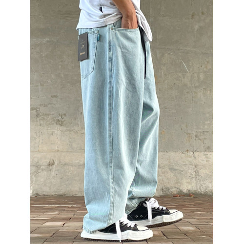 日系復古超寬松濶腿蘿蔔褲男基礎款洗水錐形牛仔褲大碼簡約休閒褲 日系復古超寬松濶腿蘿蔔褲男基礎款洗水錐形牛仔褲大碼簡約休閒褲