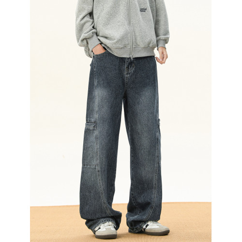 美拉德棕色牛仔褲男秋季潮牌做舊濶腿長褲高街設計感百搭工裝褲子 美拉德棕色牛仔褲男秋季潮牌做舊濶腿長褲高街設計感百搭工裝褲子