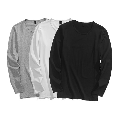 3件裝】秋季男士長袖T恤潮ins純色韓版日常秋衣上衣服體恤打底衫T