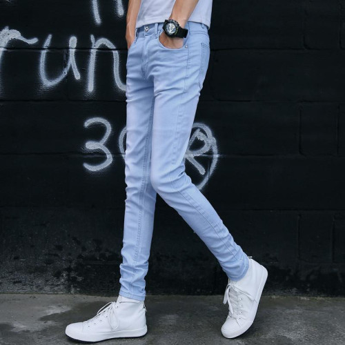 雪花灰彈力褲子男韓版百搭緊身小腳休閒褲春秋季純黑色牛仔長褲男 雪花灰彈力褲子男韓版百搭緊身小腳休閒褲春秋季純黑色牛仔長褲男