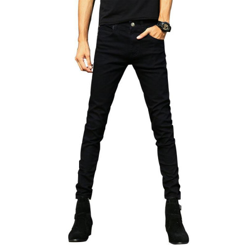 雪花灰彈力褲子男韓版百搭緊身小腳休閒褲春秋季純黑色牛仔長褲男 雪花灰彈力褲子男韓版百搭緊身小腳休閒褲春秋季純黑色牛仔長褲男