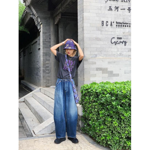 Needles蝴蝶褲歐美日系潮牌男女同款寬松休閒濶腿重磅水洗牛仔褲