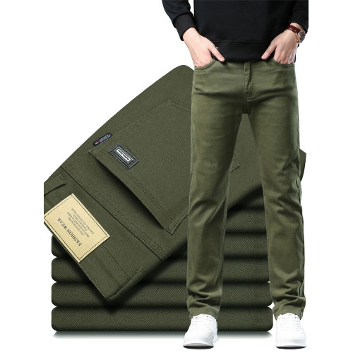 純棉牛仔褲男直筒寬松大碼商務彈力秋冬款休閒高級長褲子加絨加厚 純棉牛仔褲男直筒寬松大碼商務彈力秋冬款休閒高級長褲子加絨加厚