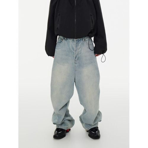 ASTT 24S/S 套色雪花洗做舊濶腿廓形Baggy寬松牛仔拖地長褲vibe風 ASTT 24S/S 套色雪花洗做舊濶腿廓形Baggy寬松牛仔拖地長褲vibe風