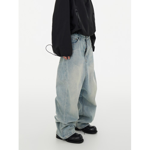 ASTT 24S/S 套色雪花洗做舊濶腿廓形Baggy寬松牛仔拖地長褲vibe風 ASTT 24S/S 套色雪花洗做舊濶腿廓形Baggy寬松牛仔拖地長褲vibe風