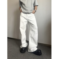 TUIMAO 春秋純白色高級感濶腿長褲休閒百搭垂感直筒牛仔褲男