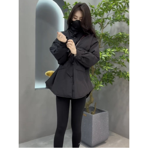 休閒網紅時尚大口袋外套韓版寬松中長款加厚簡約立領歐貨工裝大衣