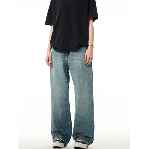 MADWITCH美式復古cleanfit基礎款水洗牛仔褲男女休閒做舊直筒褲子 MADWITCH美式復古cleanfit基礎款水洗牛仔褲男女休閒做舊直筒褲子