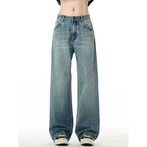 MADWITCH美式復古cleanfit基礎款水洗牛仔褲男女休閒做舊直筒褲子 MADWITCH美式復古cleanfit基礎款水洗牛仔褲男女休閒做舊直筒褲子