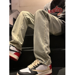 黃泥牛仔褲男款美式高街直筒修身男褲2025新款秋冬男生大碼褲子潮