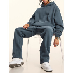 秋冬FOG純色美式加絨加厚連帽衛衣套裝寬松休閒運動直筒衛褲情侶