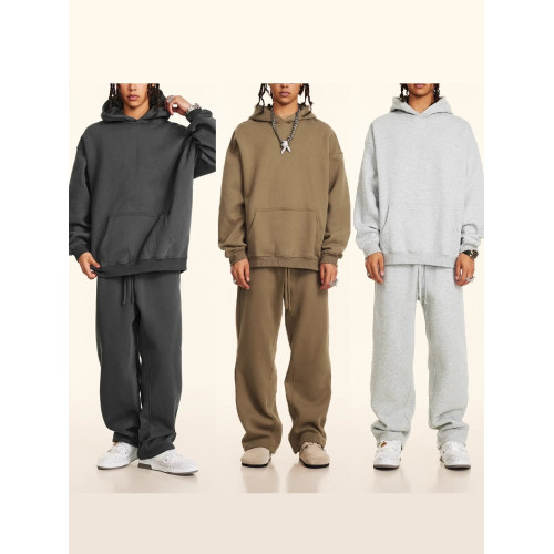 秋冬FOG純色美式加絨加厚連帽衛衣套裝寬松休閒運動直筒衛褲情侶 秋冬FOG純色美式加絨加厚連帽衛衣套裝寬松休閒運動直筒衛褲情侶