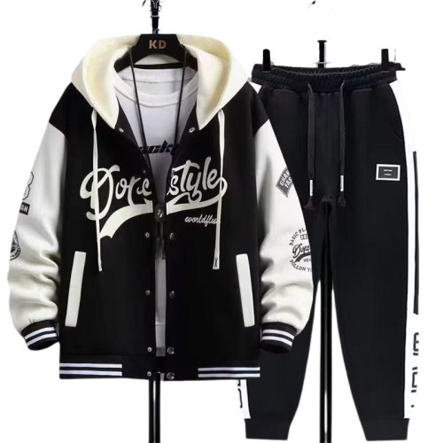 衛衣開衫外套男大碼套裝青少年春秋款運動初中學生帥氣男裝棒球服 衛衣開衫外套男大碼套裝青少年春秋款運動初中學生帥氣男裝棒球服