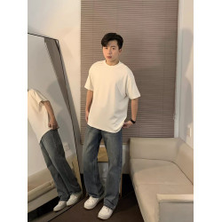 cleanfit藍色牛仔褲男春秋款高級感秋季褲子顯瘦美式微喇直筒褲