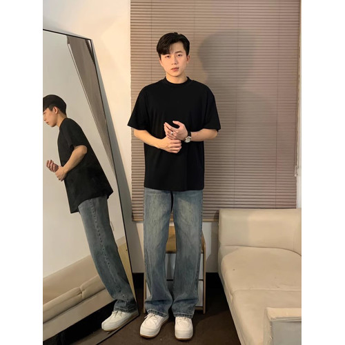 cleanfit藍色牛仔褲男春秋款高級感秋季褲子顯瘦美式微喇直筒褲 cleanfit藍色牛仔褲男春秋款高級感秋季褲子顯瘦美式微喇直筒褲