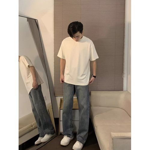 cleanfit藍色牛仔褲男春秋款高級感秋季褲子顯瘦美式微喇直筒褲 cleanfit藍色牛仔褲男春秋款高級感秋季褲子顯瘦美式微喇直筒褲