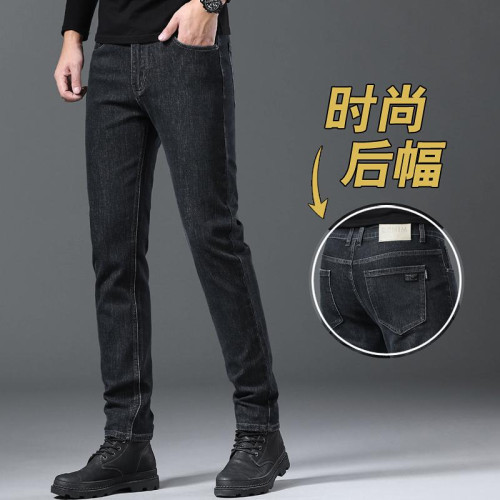 啄木鳥牛仔褲男秋冬厚款彈力修身直筒2025新款潮流休閒寬松長褲子