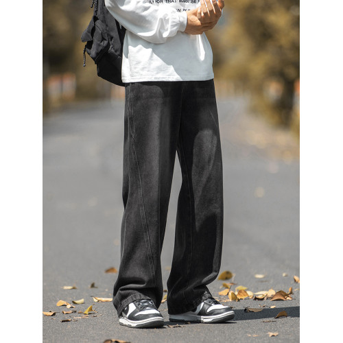 設計感復古水洗牛仔褲高街直筒寬松長褲秋季美式潮牌微濶褲子男款 設計感復古水洗牛仔褲高街直筒寬松長褲秋季美式潮牌微濶褲子男款