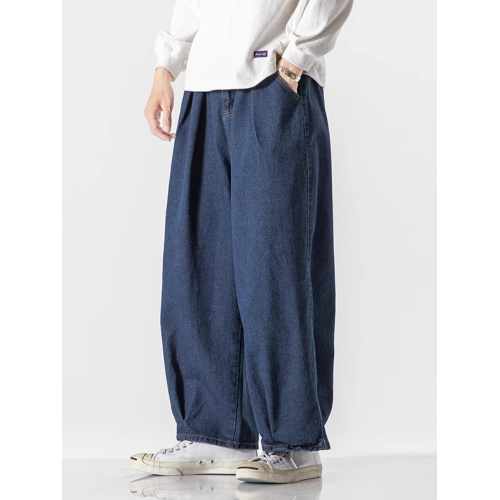 濶腿牛仔褲男寬松垂感秋冬季日系復古潮流大碼直筒工裝休閒長褲子 濶腿牛仔褲男寬松垂感秋冬季日系復古潮流大碼直筒工裝休閒長褲子