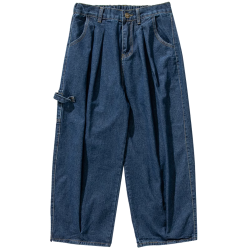 濶腿牛仔褲男寬松垂感秋冬季日系復古潮流大碼直筒工裝休閒長褲子 濶腿牛仔褲男寬松垂感秋冬季日系復古潮流大碼直筒工裝休閒長褲子