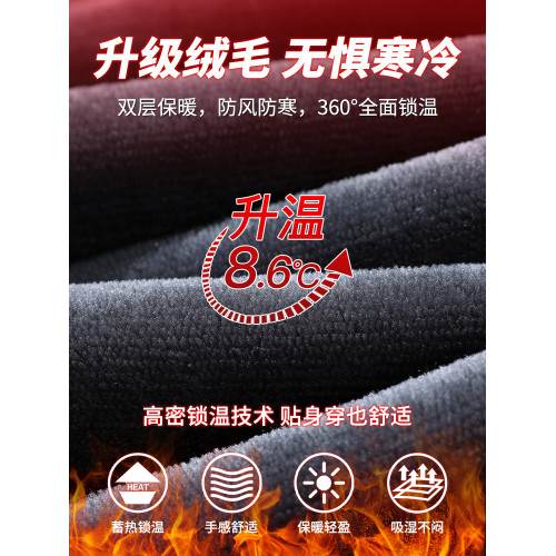 秋冬季寬松直筒加絨牛仔褲2025男士美式高街工裝水洗休閒長褲子男