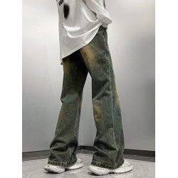 微喇褲子男款美式復古做舊牛仔褲春秋季高街潮牌vibe寬松濶腿長褲