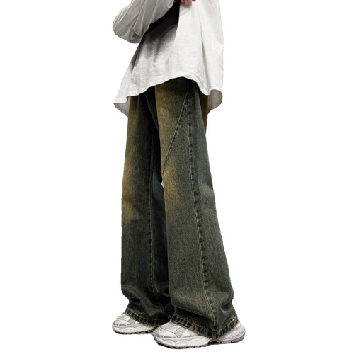 微喇褲子男款美式復古做舊牛仔褲春秋季高街潮牌vibe寬松濶腿長褲 微喇褲子男款美式復古做舊牛仔褲春秋季高街潮牌vibe寬松濶腿長褲