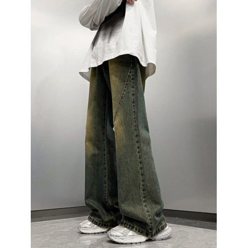 微喇褲子男款美式復古做舊牛仔褲春秋季高街潮牌vibe寬松濶腿長褲 微喇褲子男款美式復古做舊牛仔褲春秋季高街潮牌vibe寬松濶腿長褲