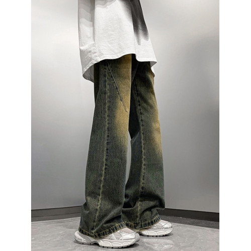 微喇褲子男款美式復古做舊牛仔褲春秋季高街潮牌vibe寬松濶腿長褲 微喇褲子男款美式復古做舊牛仔褲春秋季高街潮牌vibe寬松濶腿長褲